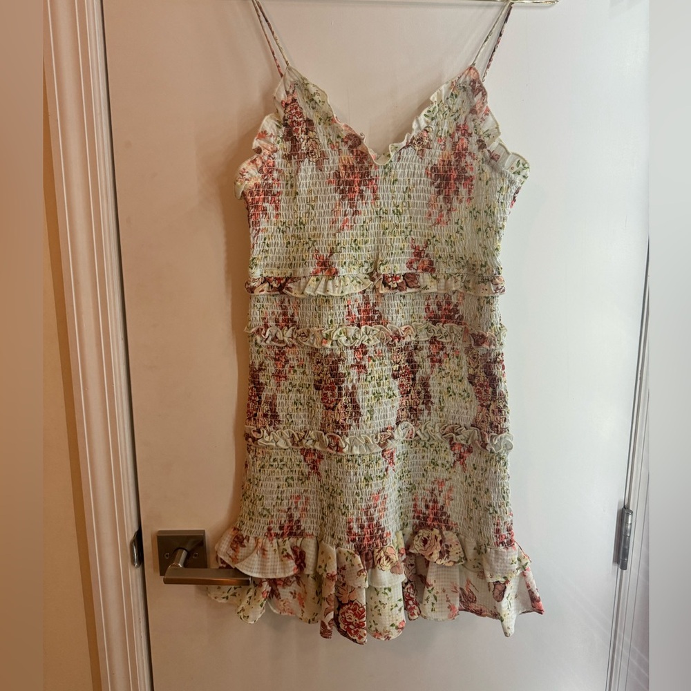 Zara blue and pink floral mini dress size M